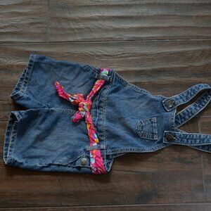 1989 Place Girls Overalls with pink sash belt Size 5